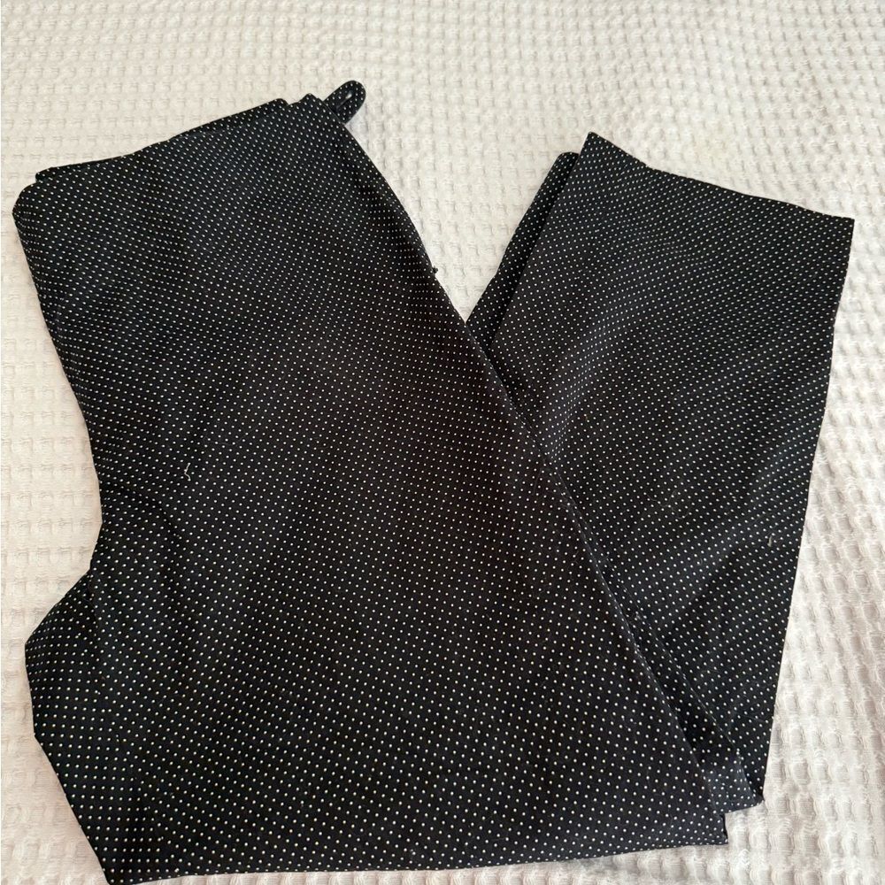 Talbots Black and White Polka Dot Top with Pink Trim